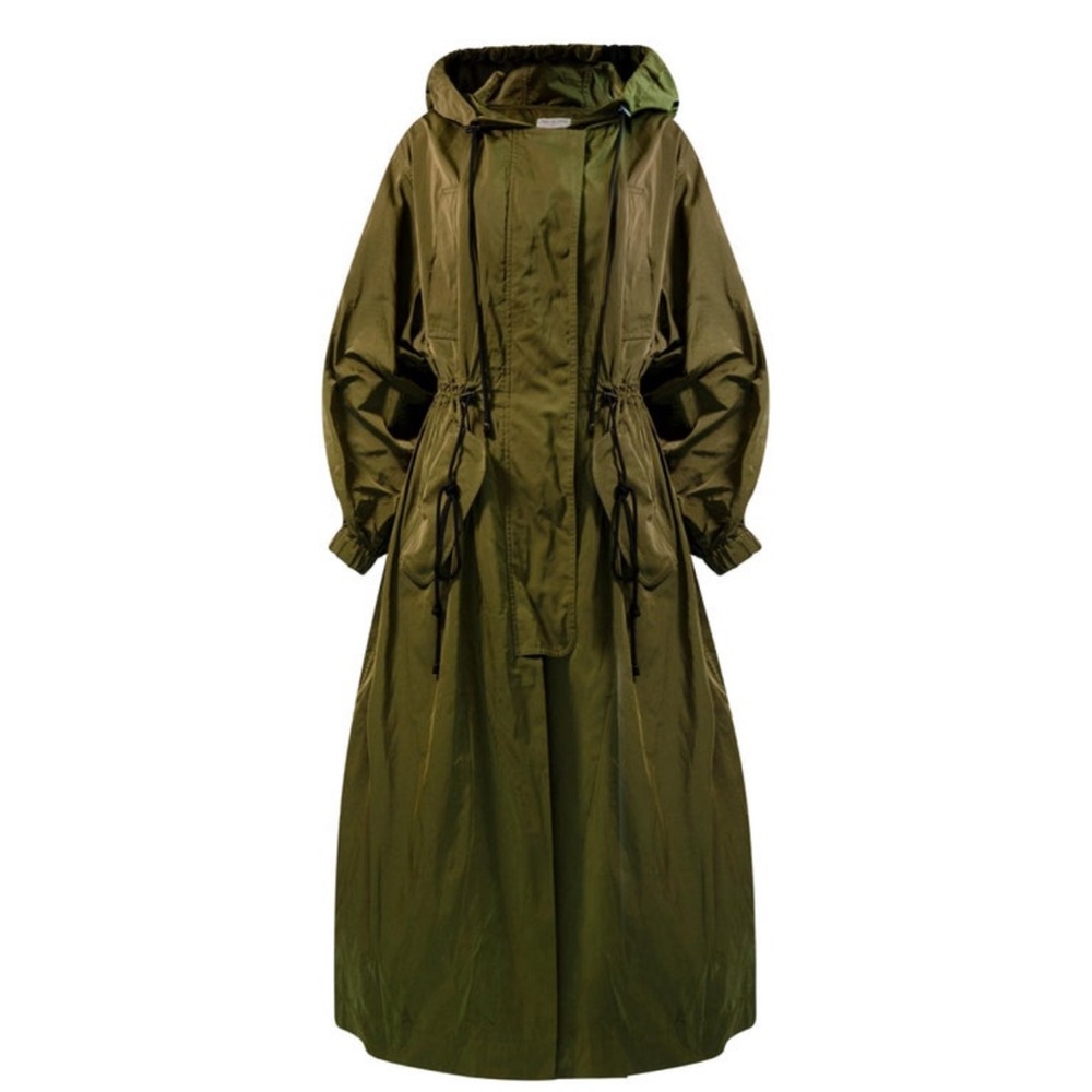 DRIES VAN NOTEN Oversized Nylon Khaki Parka With Hood Unisex
